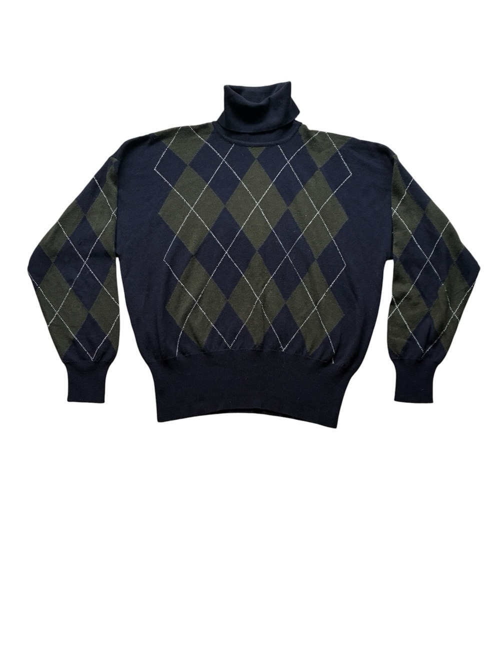 Escada by Margaretha Ley Vintage Women’s 100% Wool Argyle Turtleneck Sweater 40